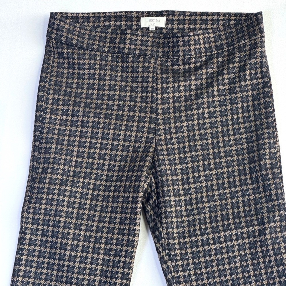 Avenue Montaigne Bellini Starling Houndstooth Flare Pants Brown Black Size 10 - Picture 3 of 14